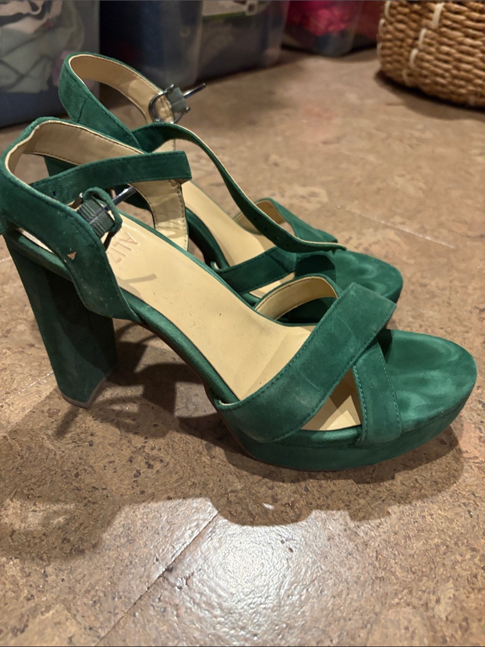Naturalizer Emerald Green Suede Block Heel Sandals